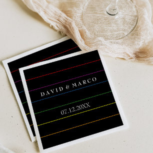 Serviette En Papier Pinstripe Pride Colonnes Mariage LGBT
