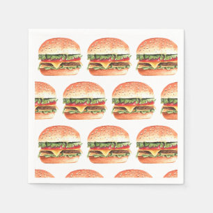 Serviette En Papier Pique-nique Amour + Burgers BBQ Couple Enterrement