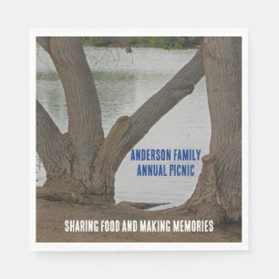 Serviette En Papier Pique-nique familial Vue sur le lac Rassemblement