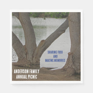 Serviette En Papier Pique-nique familial vue sur le lac Rassemblement