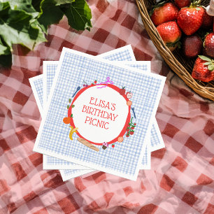 Serviette En Papier Pique-nique Gingham Moderne Anniversaire PERSONNAL