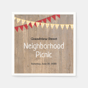 Serviette En Papier Pique-nique Rustique Jaune Plaid Quartier