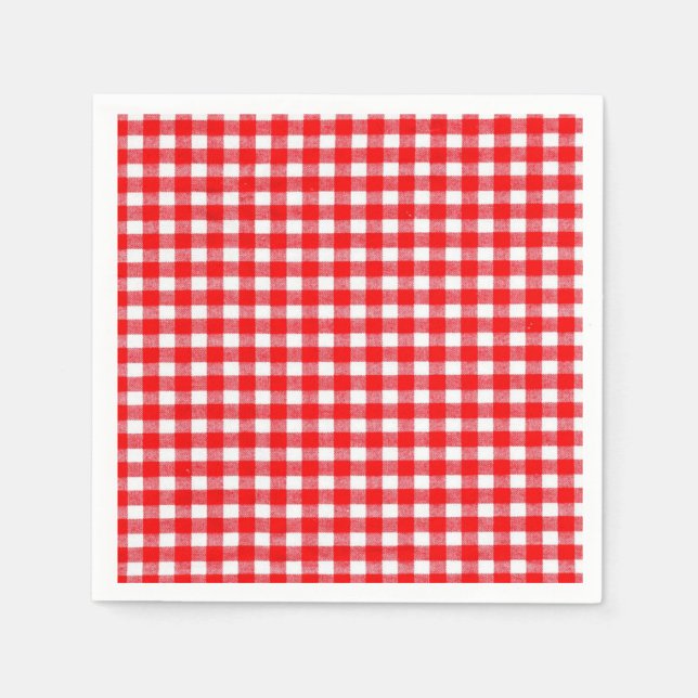 Serviette En Papier pique-nique traditionnel En vichy rouge et blanc (Devant)