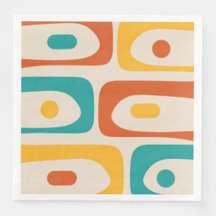 Serviette En Papier Piquet moderne du siècle Abstrait Turquoise Orange