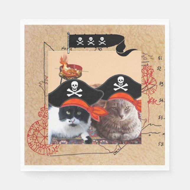 Serviette En Papier PIRATE CATS, Parlez comme un jour de pirates (Devant)