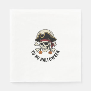Serviette En Papier Pirate Crâne Halloween Gravure Vintage Blanc Shi