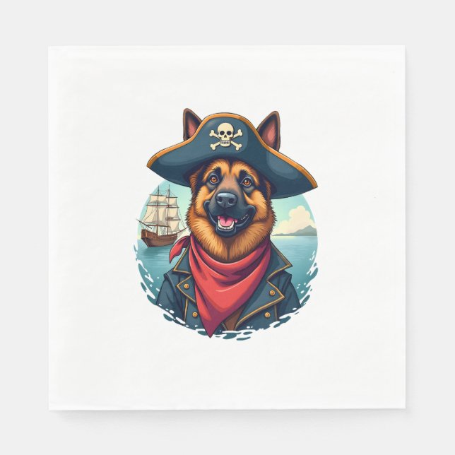 Serviette En Papier Pirate de chien berger allemand (Devant)