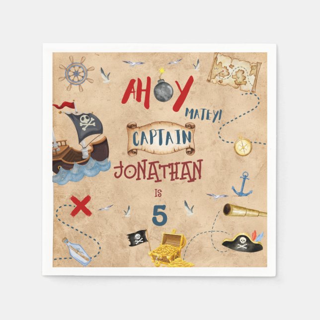Serviette En Papier Pirate Kids fête de pirate anniversaire (Devant)