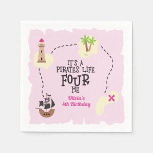 Serviette En Papier Pirate life FOUR me rose Anniversaire