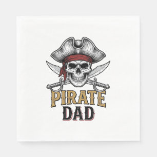 Serviette En Papier Pirate Papa Crâne Épée Vintage Gravure T-Shirt_1