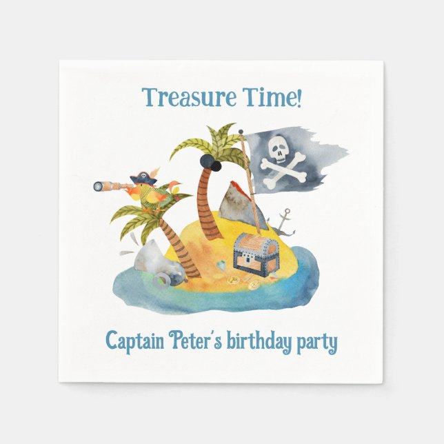 Serviette En Papier Pirate Treasure Island fête d'anniversaire (Devant)