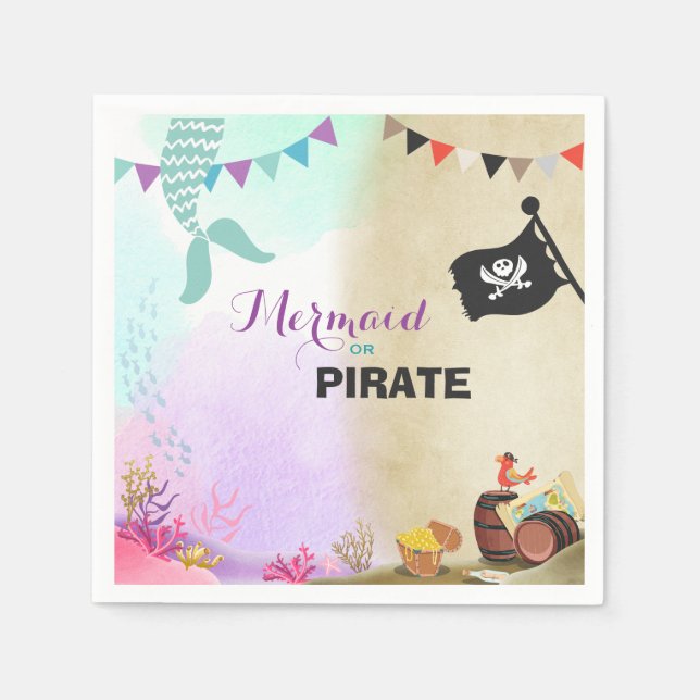 Serviette En Papier Pirates et sirènes Papier de fête d'anniversaire s (Devant)