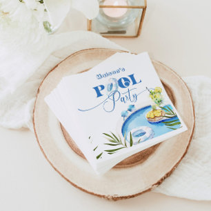 Serviette En Papier piscine cool fête d'anniversaire piscine bleue