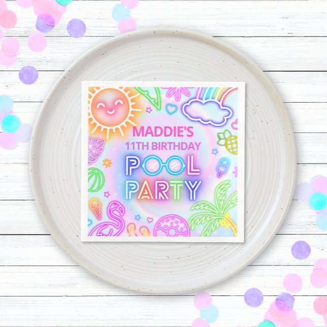 Serviette En Papier Piscine de Neon fête Anniversaire serviettes (Créateur téléchargé)