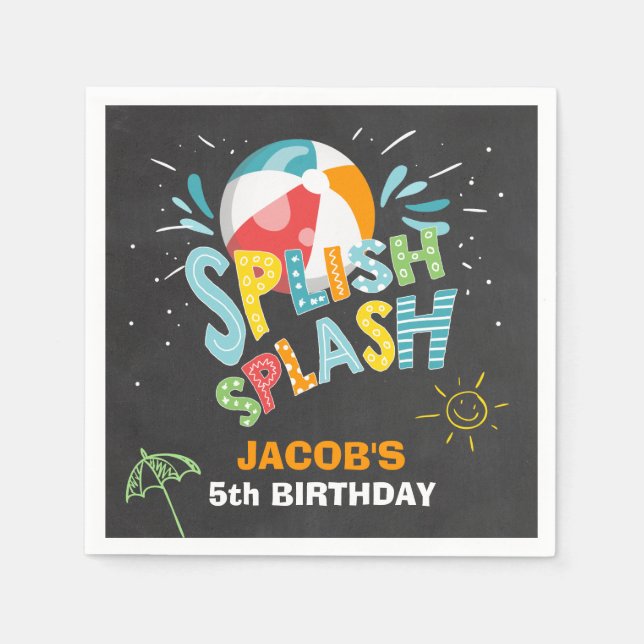 Serviette En Papier Piscine papier serviettes Anniversaire Splish Spla (Devant)