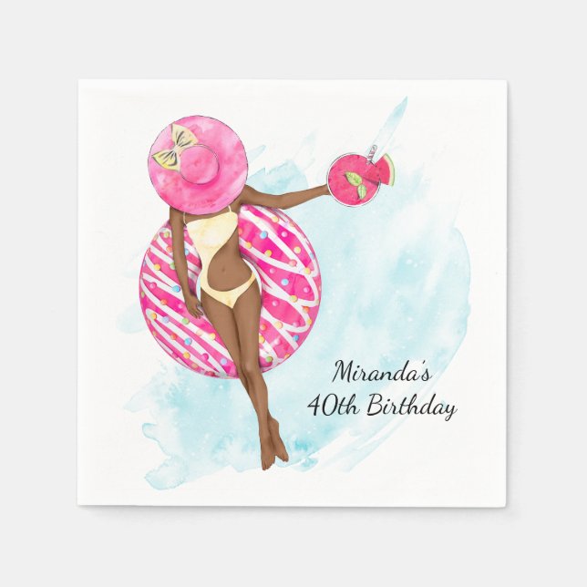 Serviette En Papier Piscine rétro 40e anniversaire de fête serviettes (Devant)