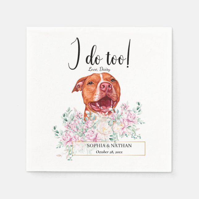 Serviette En Papier Pit Bull Chien Mariage Cocktail Napkins (Devant)
