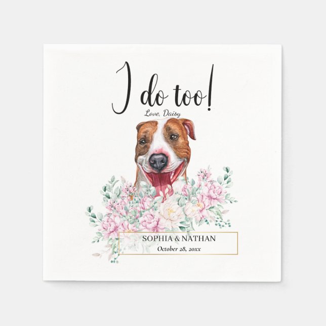 Serviette En Papier Pit Bull Chien Mariage Cocktail Napkins (Devant)