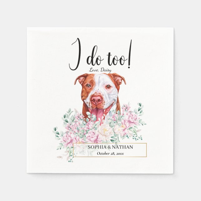 Serviette En Papier Pit Bull Chien Mariage Cocktail Napkins (Devant)