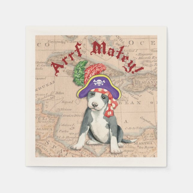 Serviette En Papier Pit Bull Terrier Pirate (Devant)