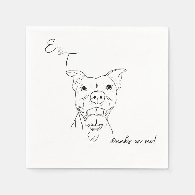 Serviette En Papier Pitbull Chien Cocktail mariages serviettes (Devant)