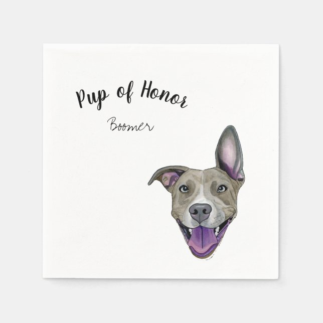 Serviette En Papier Pitbull Chien Cocktail Napkins (Devant)