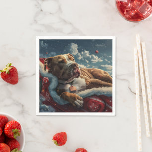 Serviette En Papier Pitbull Chien Festif de Noël