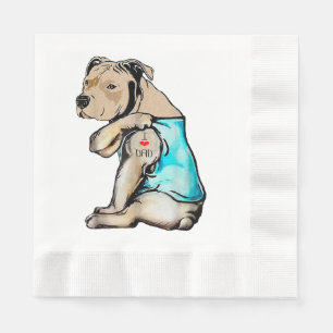 Serviette En Papier Pitbull Chien I Love Papa Tattoo drôle Famille