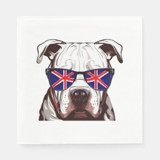 Serviette En Papier Pitbull portant des lunettes de soleil Union Jack