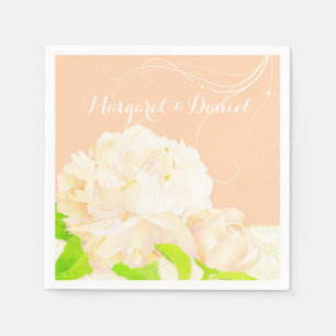 Serviette En Papier Pivoine de jardin Élégance Péché Mariage