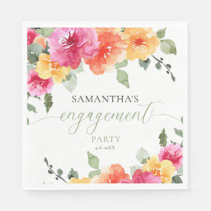 Serviette En Papier Pivoines roses oranges colorées pour fiançailles p