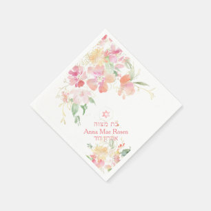 Serviette En Papier PixDezines Aquarelle Blushing Sweetpea Mitzvah
