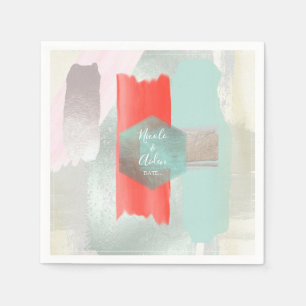 Serviette En Papier PixDezines Art moderne, mariage corail Seafoam