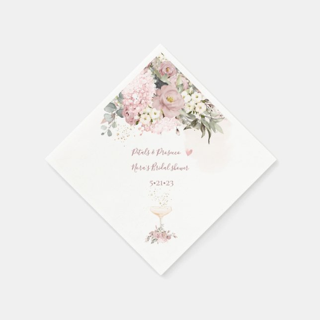 Serviette En Papier PixDezines Dusty Rose avec verre Champagne (Coin)