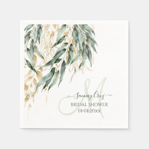 Serviette En Papier PixDezines H2 Monogramme d'eucalyptus de saule rus