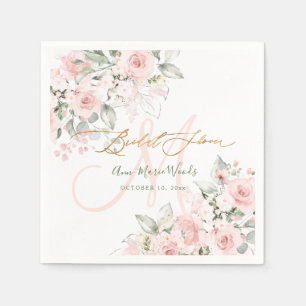 Serviette En Papier PixDezines H2 Roses Blush Monogramme Baby Shower