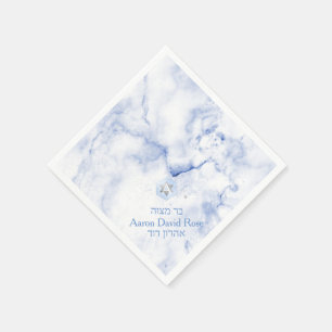 Serviette En Papier PixDezines Marbre Bleu+Peigne, Mitzvah