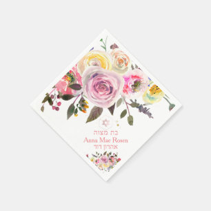 Serviette En Papier PixDezines Roses pastel, Bar Mitzvah rose rose