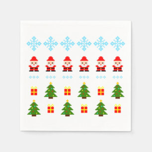 Serviette En Papier Pixel Art Christmas