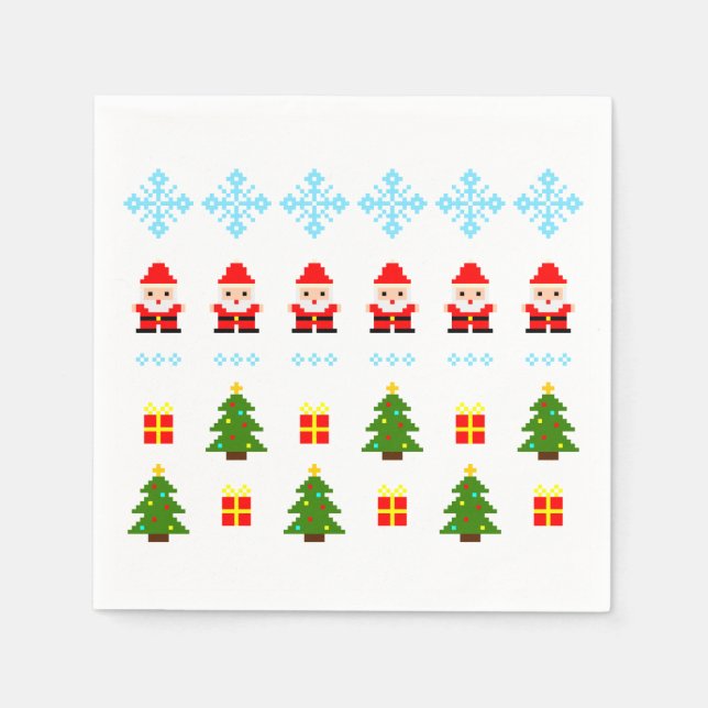Serviette En Papier Pixel Art Christmas (Devant)