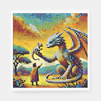 Serviette En Papier pixelated image of a dragon trainer