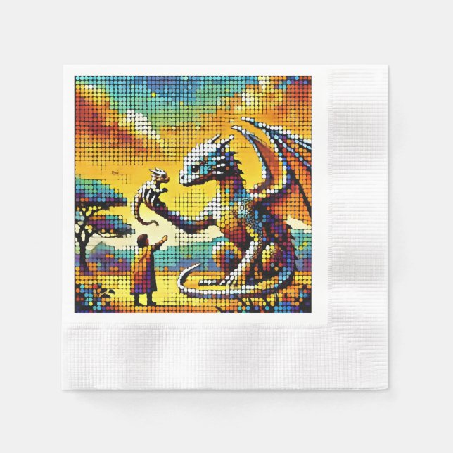 Serviette En Papier pixelated image of a dragon trainer (Devant)