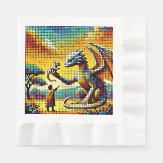 Serviette En Papier pixelated image of a dragon trainer