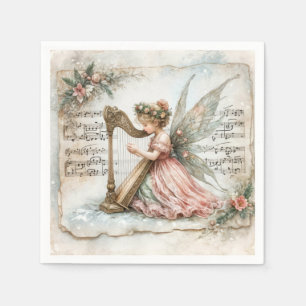 Serviette En Papier Pixie Fairy Jouer une harpe