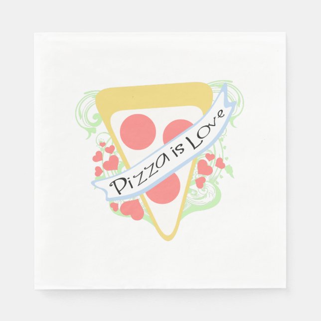 Serviette En Papier Pizza est l'amour (Devant)