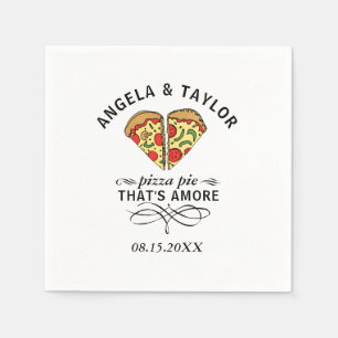 Serviette En Papier Pizza Love Mariage tendance Monogramme Date