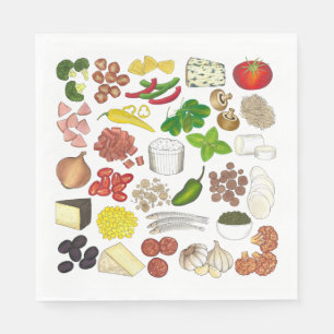 Serviette En Papier Pizza Party Topings Italien Food Pizzeria Pie