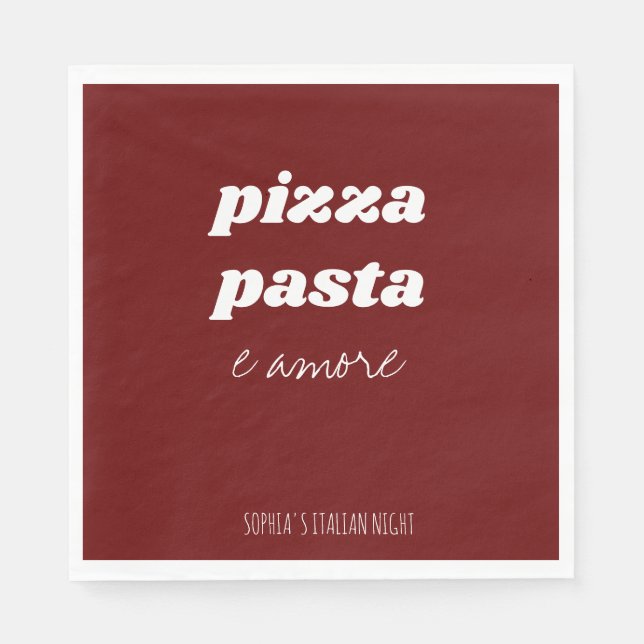 Serviette En Papier Pizza Pasta Funny Amore Rouge Cuisine italienne (Devant)