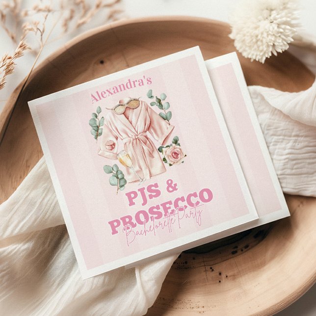 Serviette En Papier Pjs et Prosecco Bachelorette (Créateur téléchargé)