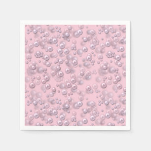 Serviette En Papier Placers de perles blanches roses sur velours rose